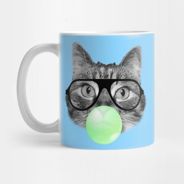 Cute fluffy kitten and green bubble gum by Purrfect